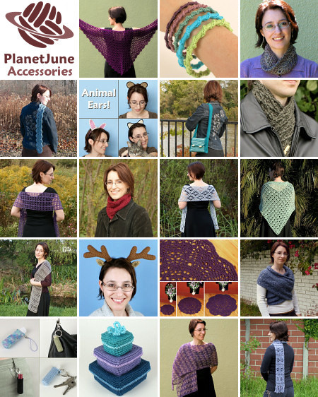 PlanetJune Accessories crochet pattern range, 2013