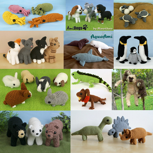 PlanetJune Ami Animals CAL - partial selection of crochet pattern choices