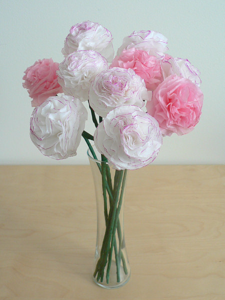 tissue paper carnations papercraft tutorial by planetjune