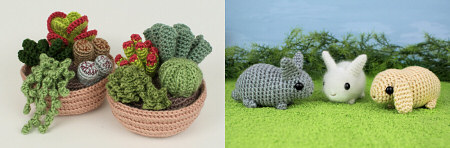 2012 bestsellers: Succulent Collections and Baby Bunnies crochet patterns by PlanetJune