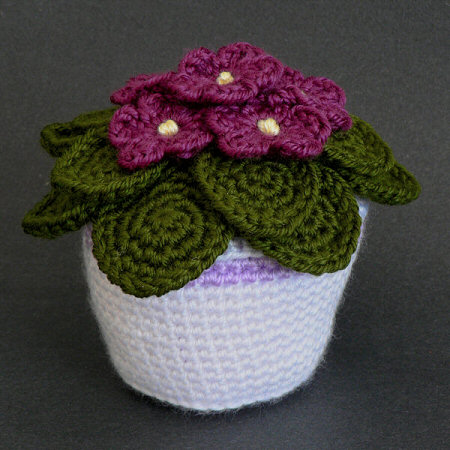 crocheted african violet by planetjune