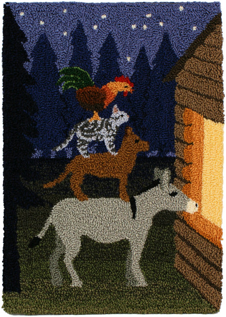 Musicians of Bremen punchneedle embroidery by June Gilbank (PlanetJune)