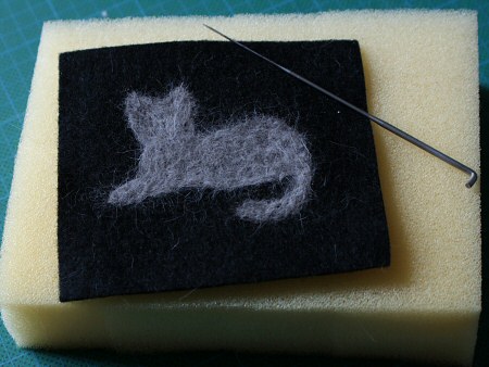 cat hair needlefelted silhouette by planetjune