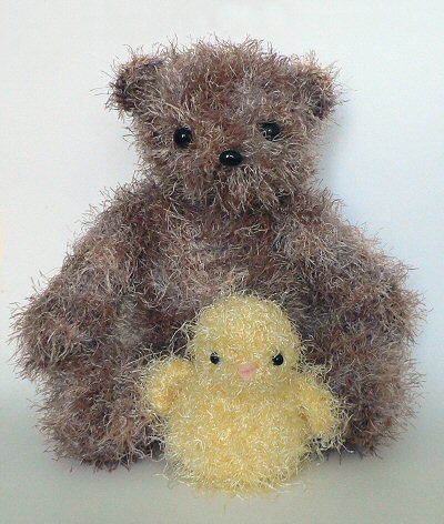 fuzzy crocheted bear and chick