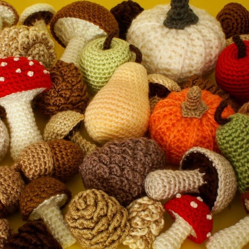 a selection of Fall-themed PlanetJune crochet patterns