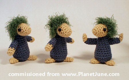 commissioned set of crocheted lemmings by planetjune