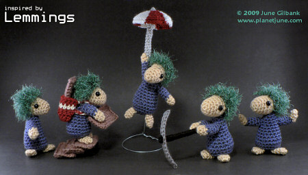 crocheted lemmings by planetjune