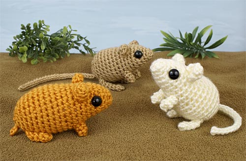 Mini Mammals 2 crochet expansion pack pattern by PlanetJune - crochet an adorable Hamster, Gerbil and Kangaroo Rat