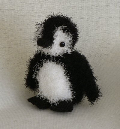 crocheted fuzzy penguin