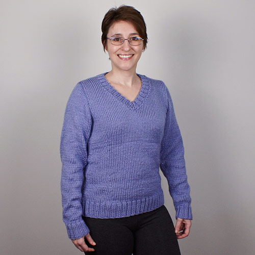 machine/hand knitted periwinkle sweater by planetjune