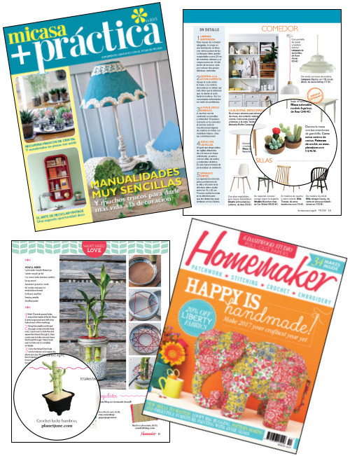 potted plant crochet patterns by PlanetJune, featured in MiCasa and Homemaker magazines
