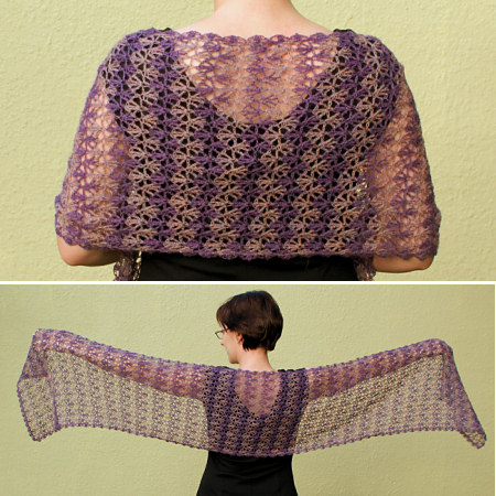 Rippled Lace Rectangular Shawl crochet pattern by June Gilbank