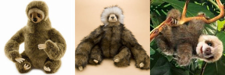 toy sloths from Hansa and Folkmanis