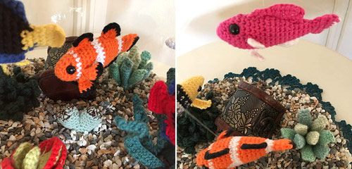 Dorte's crocheted fishbowl made from PlanetJune patterns