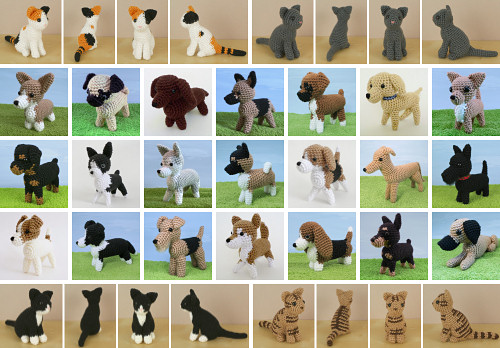 PlanetJune Raining AmiCats & Dogs CAL crochet pattern options
