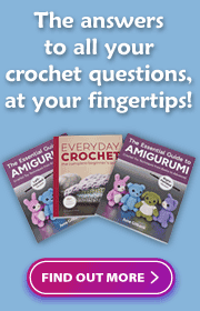 A fanned-out pile of the books Everyday Crochet and The Essential Guide to Amigurumi, with text 'The answers to all your crochet questions at your fingertips - find out more'
