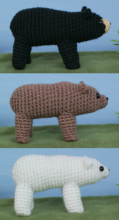 black, polar and brown (grizzly) bear crochet patterns by planetjune