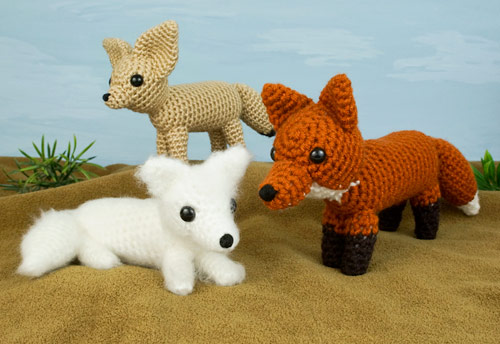 red, arctic and fennec fox amigurumi crochet patterns by planetjune