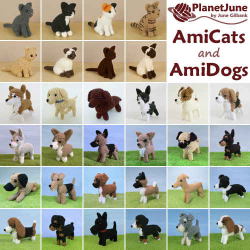 amigurumi AmiCats and AmiDogs crochet patterns by PlanetJune