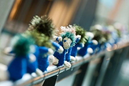 planetjune lemmings crocheted by HUT students