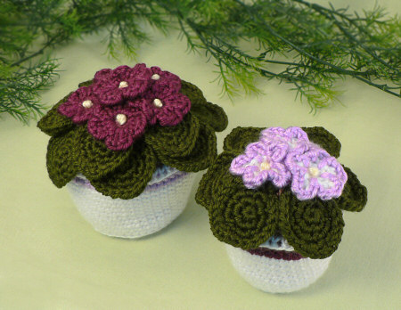 crocheted african violets by planetjune