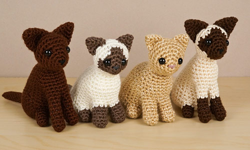 AmiCats Collection 2 crochet patterns by PlanetJune: Burmese, Himalayan, Persian and Siamese amigurumi cats