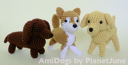 AmiDogs - amigurumi crocheted dachshund, shiba inu and labrador dogs