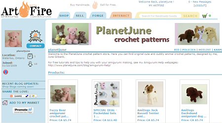 PlanetJune store on Artfire.com