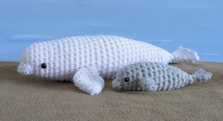 crocheted beluga whales by planetjune