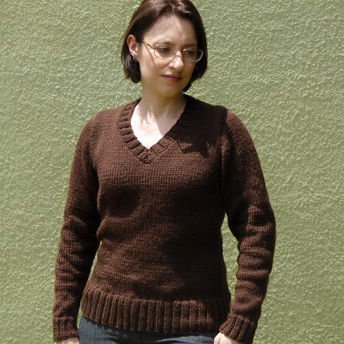 basic brown knitter pullover by planetjune