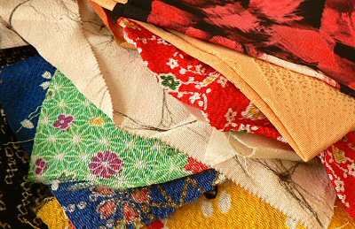 chirimen kimono fabric scraps