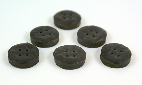 burnt polymer clay buttons that look like chocolate brownies!