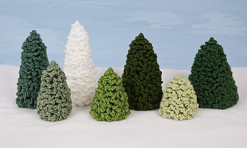 Beaded Christmas Trees of Different Height and Pattern, New Year