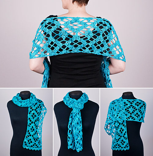 Diamond Lace Wrap crochet pattern by PlanetJune