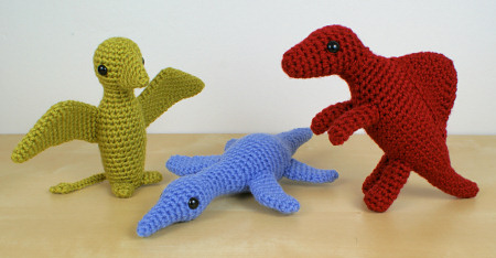 Dinosaurs Set 2X Expansion Pack crochet patterns by PlanetJune: Dimorphodon, Kronosaurus, Spinosaurus