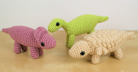 Dinosaurs Set 3X Expansion Pack crochet patterns by PlanetJune: Protoceratops, Iguanodon, Panoplosaurus