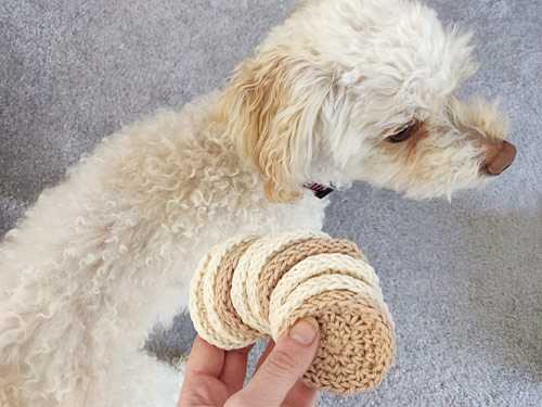crocheted dog face wipes by planetjune