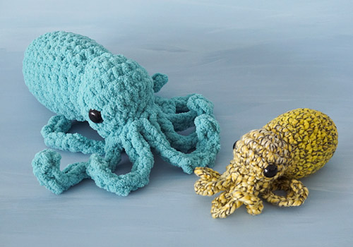 Double vs Standard Octopus from Baby Cephalopods Set 1 crochet pattern by PlanetJune