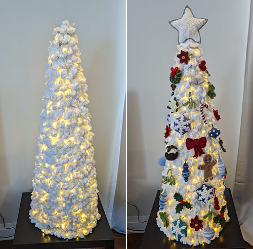 giant crocheted Christmas tree by planetjune
