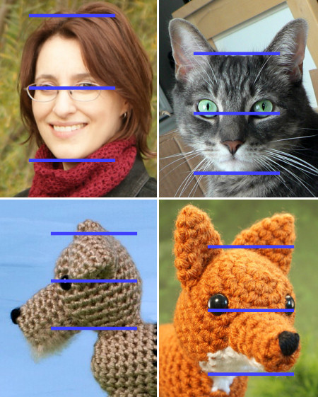 positioning facial features for amigurumi, by planetjune
