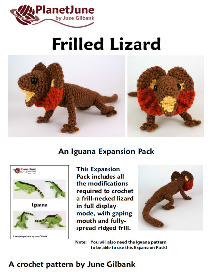 frilled lizard crochet expansion pack pattern by planetjune