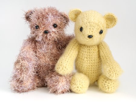 fuzzy bears by planetjune, made with eyelash yarn and brushed crochet