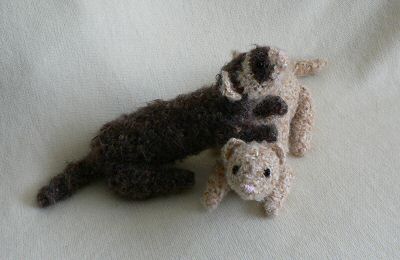 crocheted ferret friends