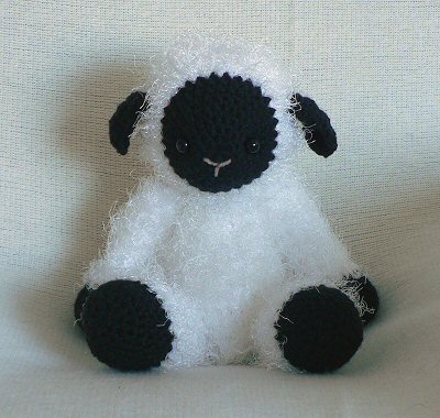 white fuzzy crochet lamb