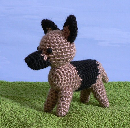 crocheted german shepherd dog by planetjune