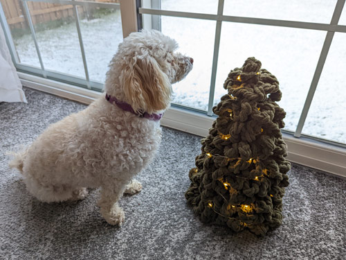 giant crocheted Christmas tree by planetjune