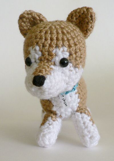 crocheted shiba inu dog