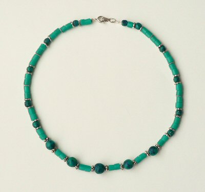 green polymer clay beaded necklace