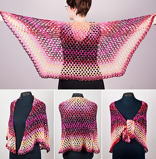 Half Hexagon Shawl crochet pattern by PlanetJune