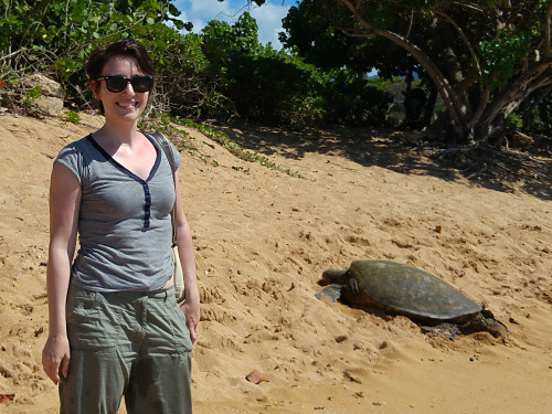 June and sea turtle in Hawaii 